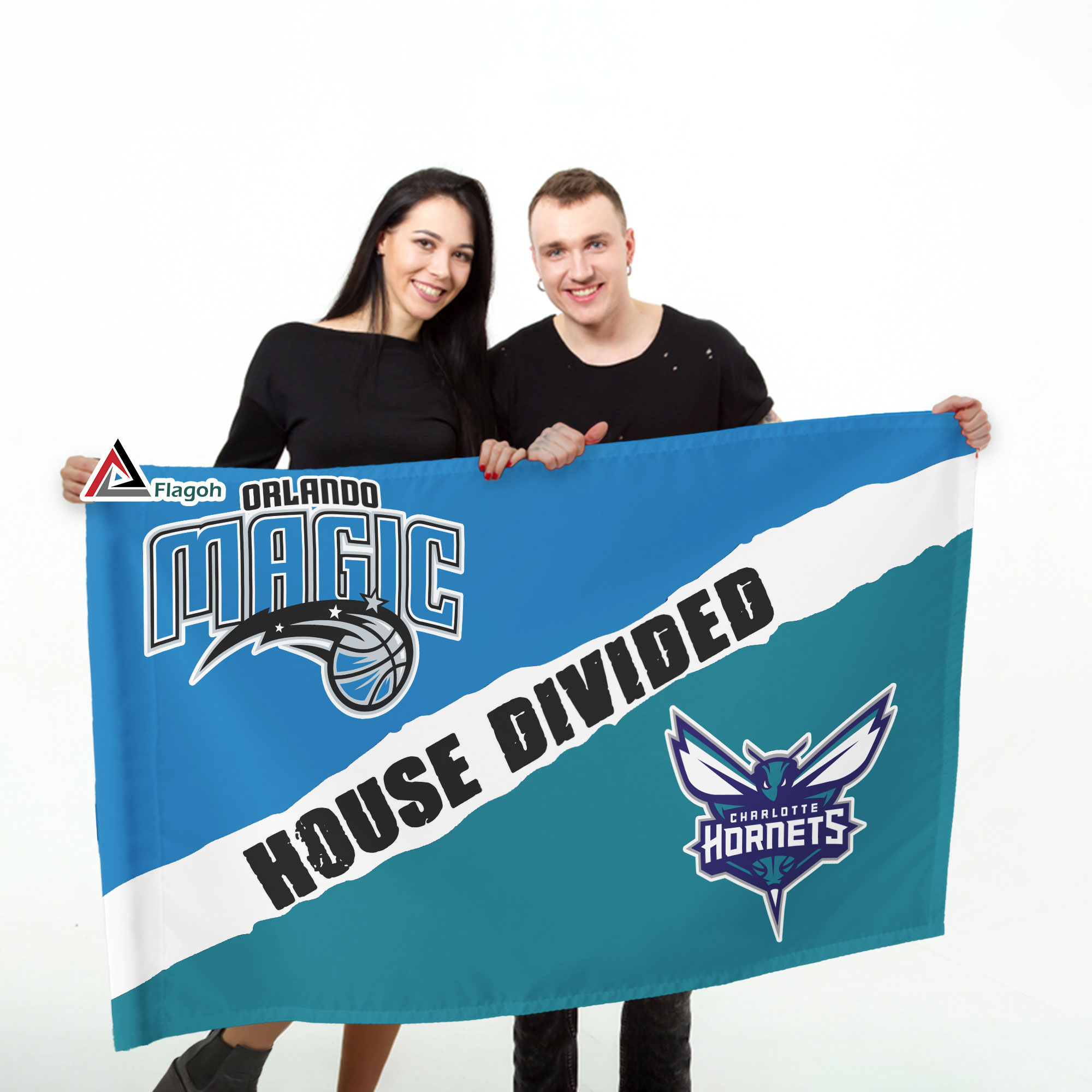 Magic vs Hornets House Divided Flag, NBA House Divided Flag - Image 3