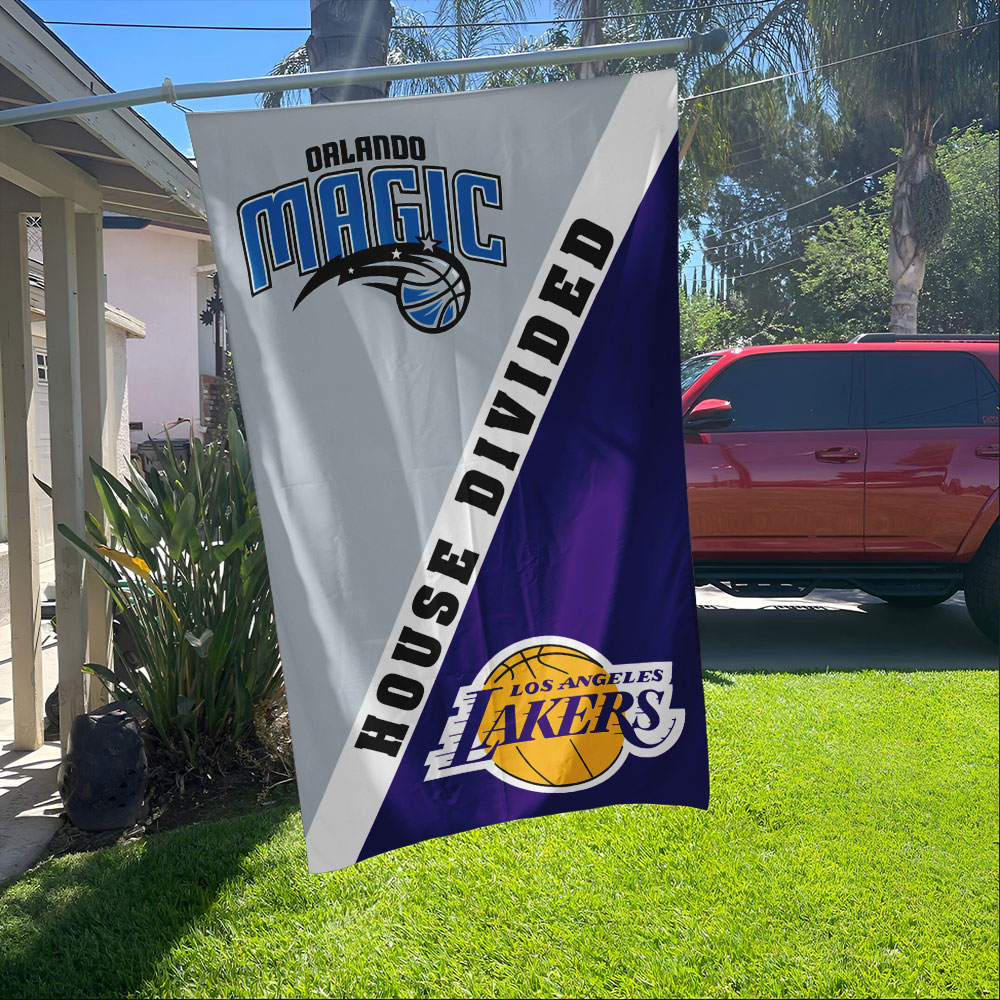 Magic vs Lakers House Divided Flag, NBA House Divided Flag - Image 4