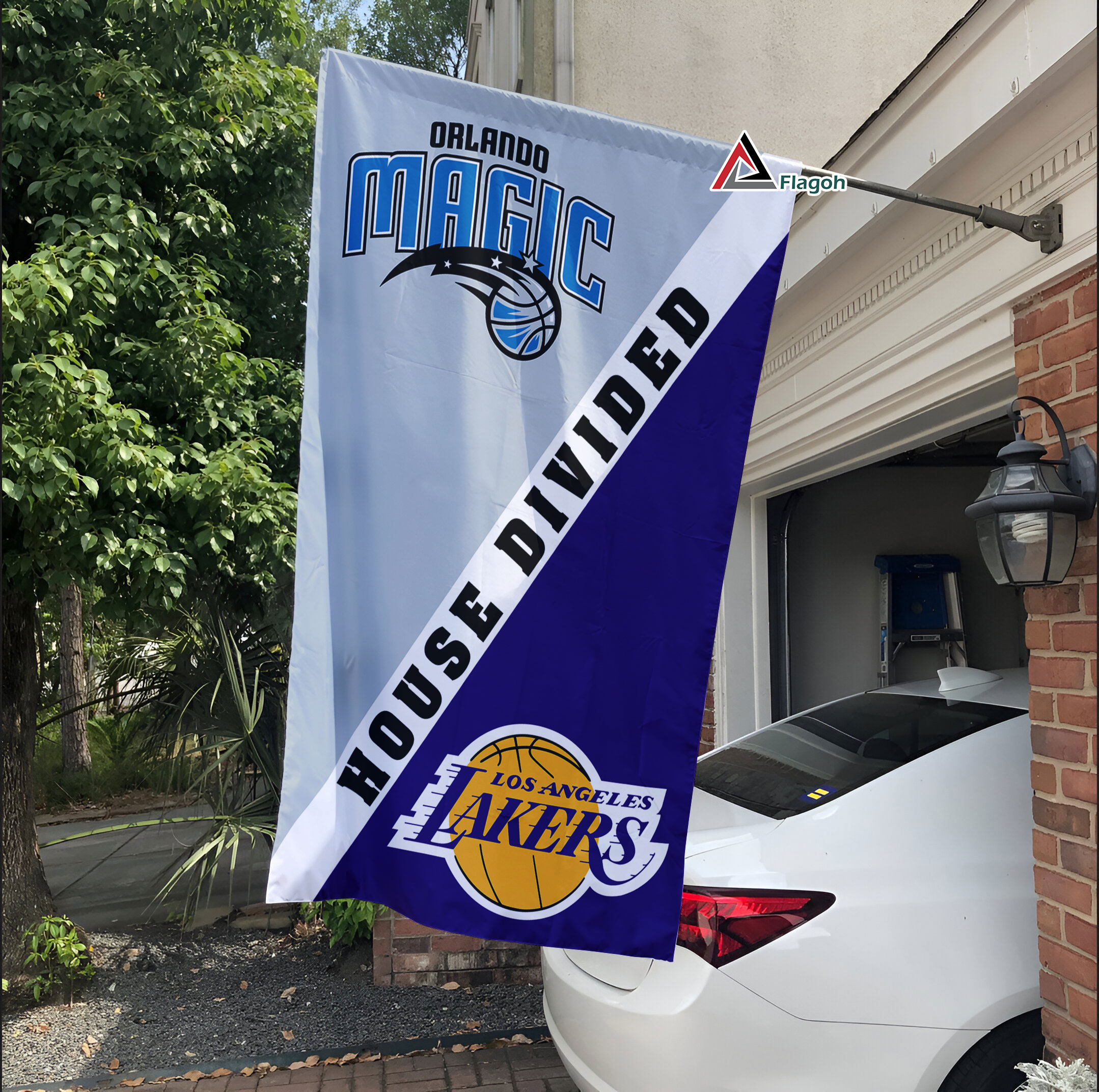 Magic vs Lakers House Divided Flag, NBA House Divided Flag - Image 3