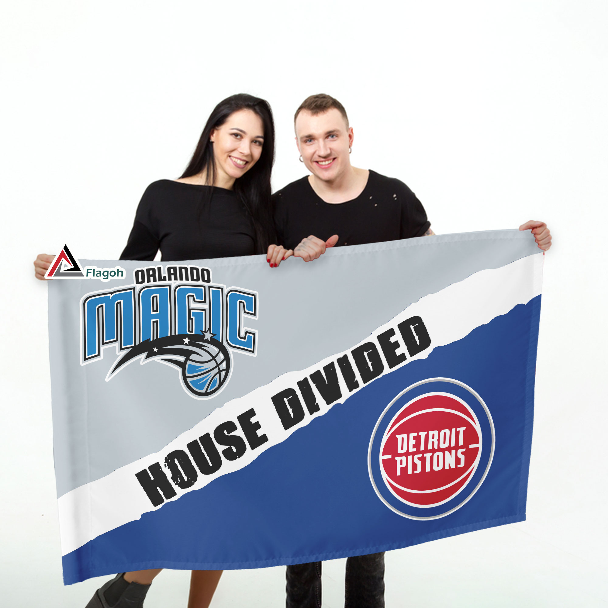 Magic vs Pistons House Divided Flag, NBA House Divided Flag - Image 3