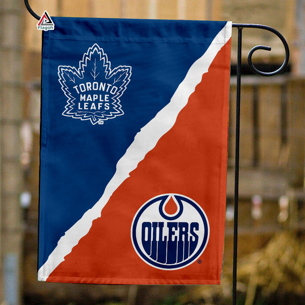 Maple Leafs vs Oilers House Divided Flag, NHL House Divided Flag