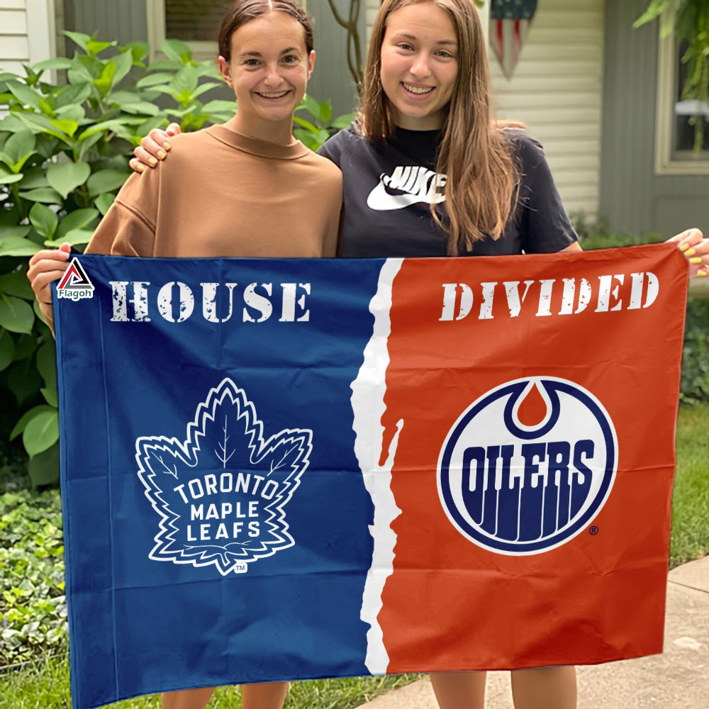 Maple Leafs vs Oilers House Divided Flag, NHL House Divided Flag - Image 3