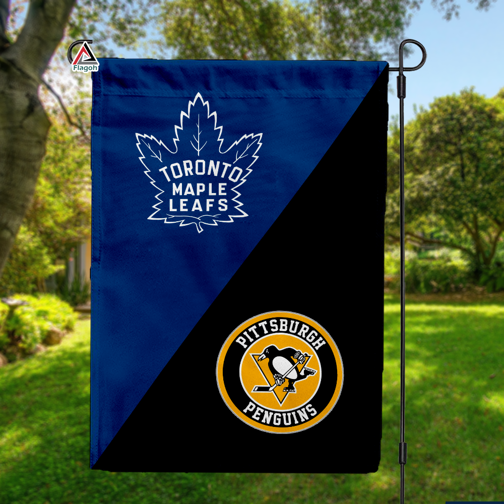 Maple Leafs vs Penguins House Divided Flag, NHL House Divided Flag