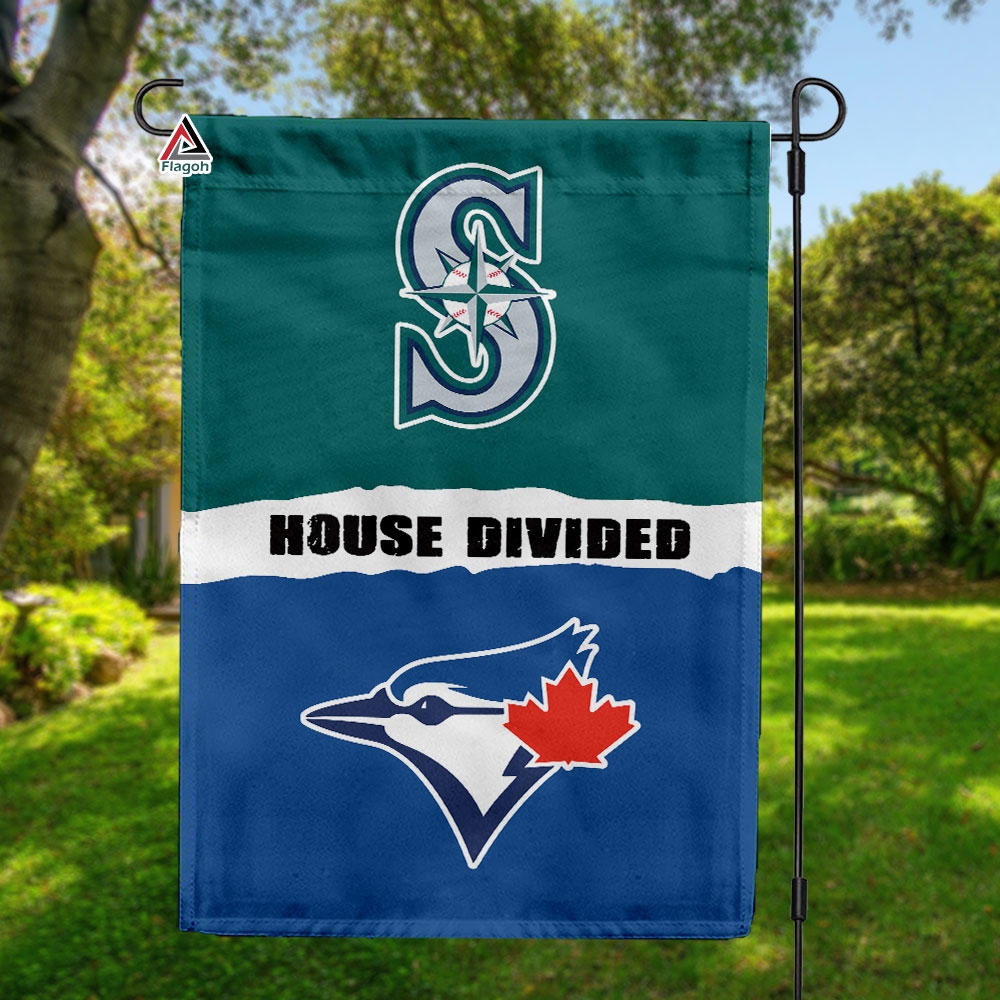 Mariners vs Blue Jays House Divided Flag, MLB House Divided Flag