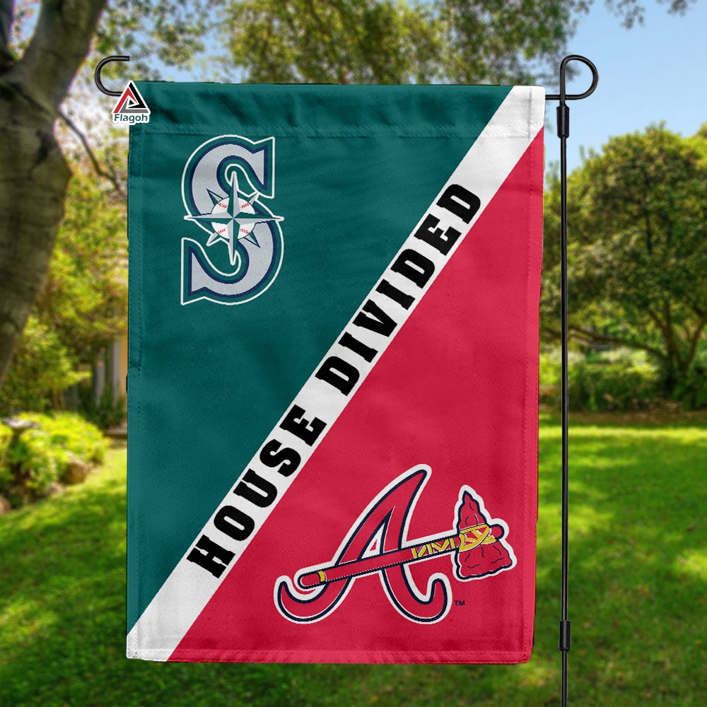 Mariners vs Braves House Divided Flag, MLB House Divided Flag