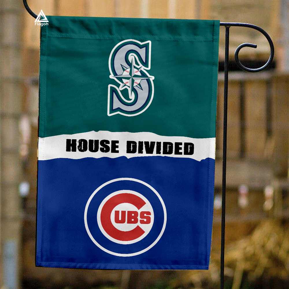 Mariners vs Cubs House Divided Flag, MLB House Divided Flag