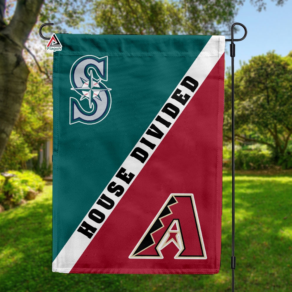 Mariners vs Diamondbacks House Divided Flag, MLB House Divided Flag