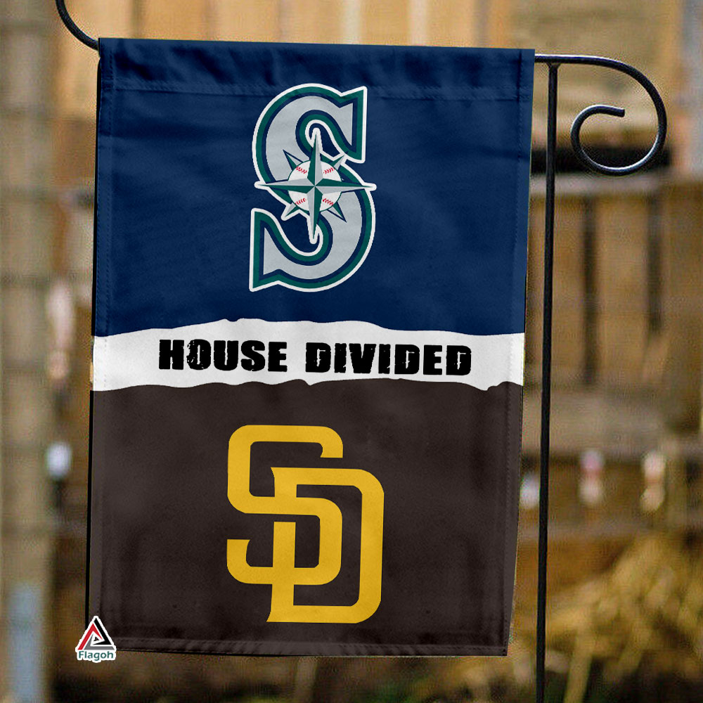 Mariners vs Padres House Divided Flag, MLB House Divided Flag