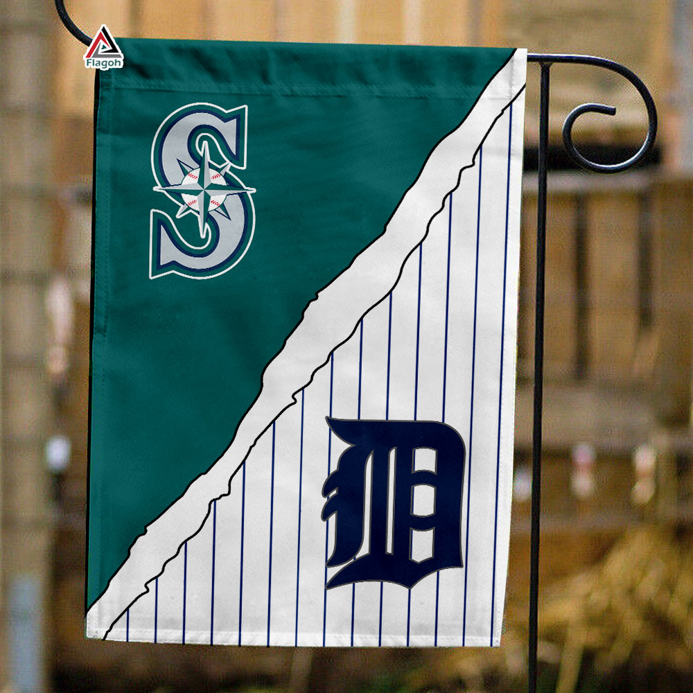 Mariners vs Tigers House Divided Flag, MLB House Divided Flag