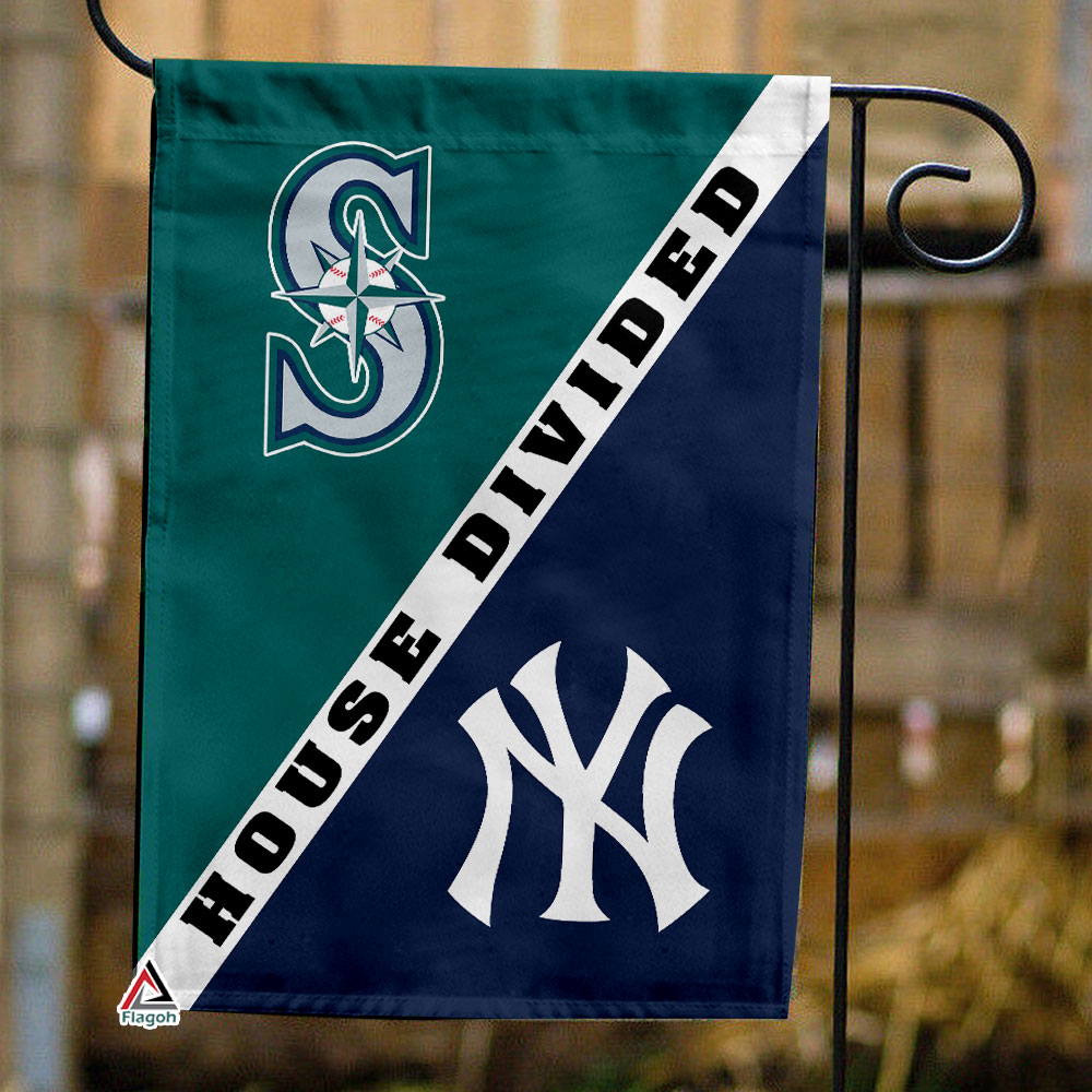 Mariners vs Yankees House Divided Flag, MLB House Divided Flag