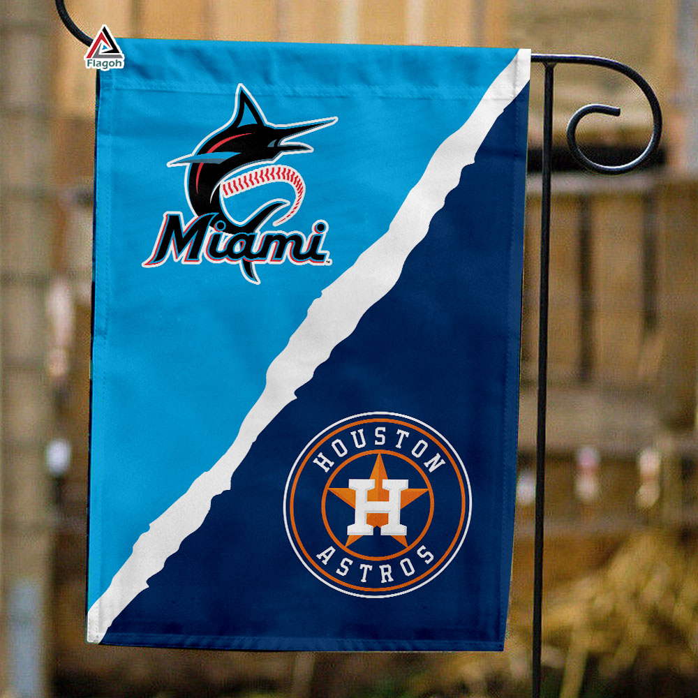 Marlins vs Astros House Divided Flag, MLB House Divided Flag