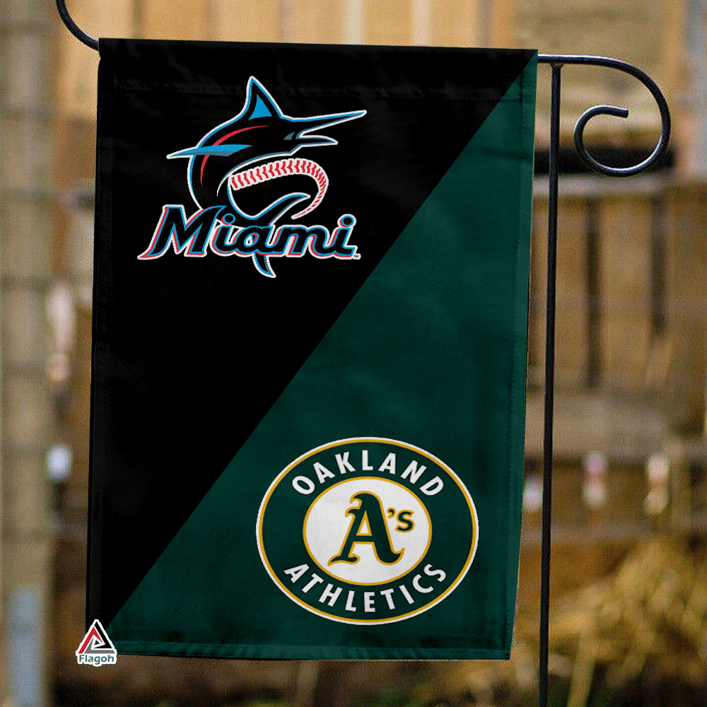 Marlins vs Athletics House Divided Flag, MLB House Divided Flag