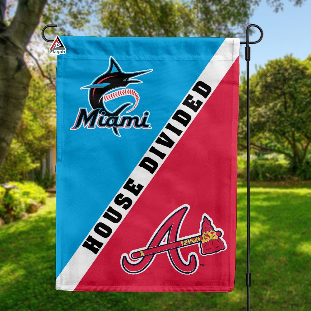 Marlins vs Braves House Divided Flag, MLB House Divided Flag