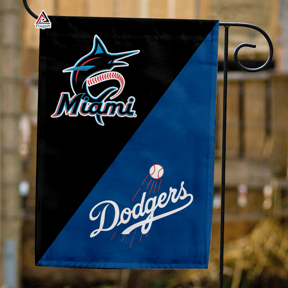 Marlins vs Dodgers House Divided Flag, MLB House Divided Flag