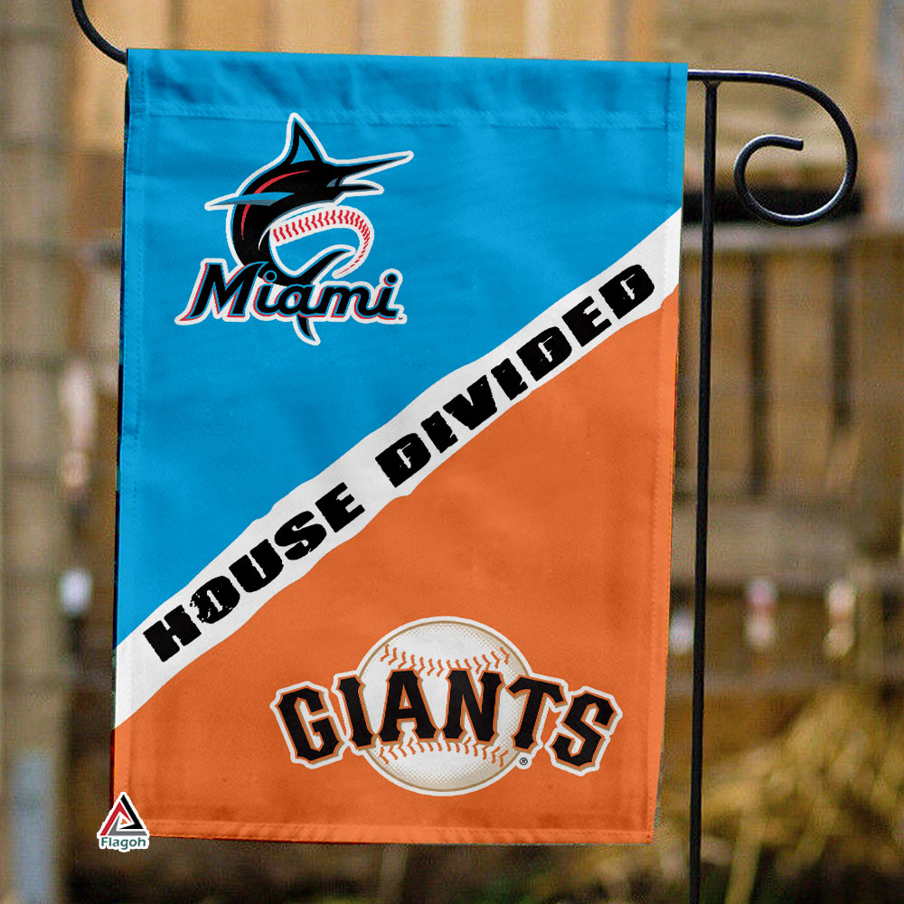 Marlins vs Giants House Divided Flag, MLB House Divided Flag