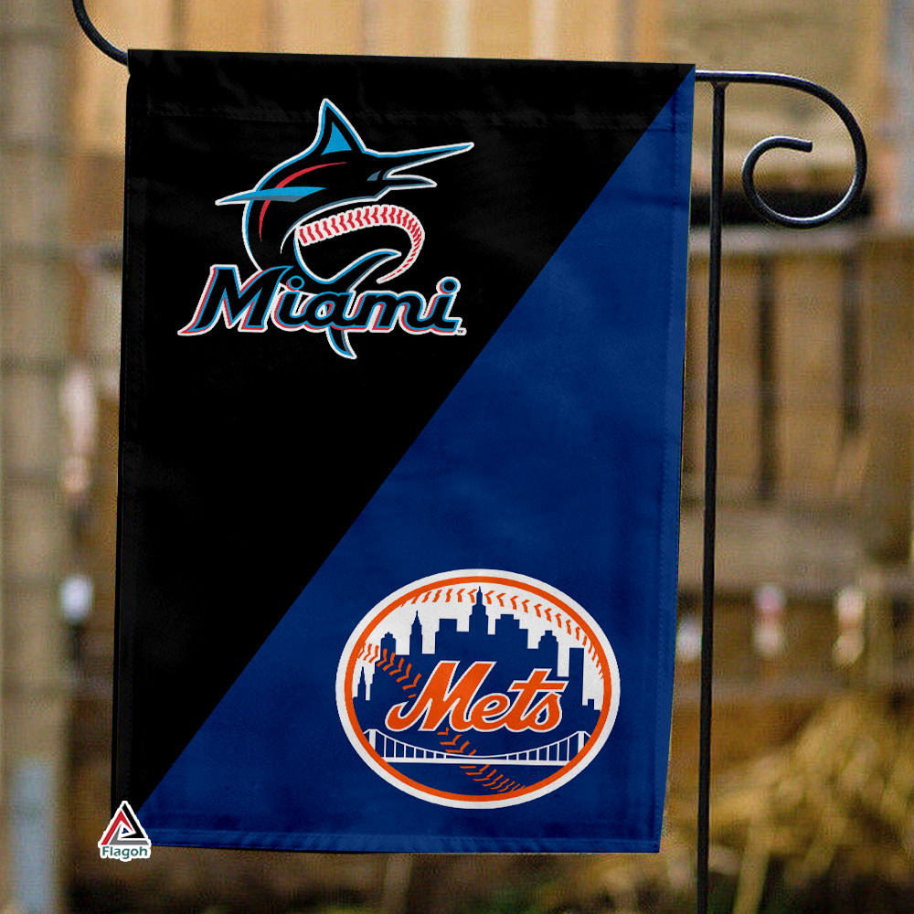 Marlins vs Mets House Divided Flag, MLB House Divided Flag