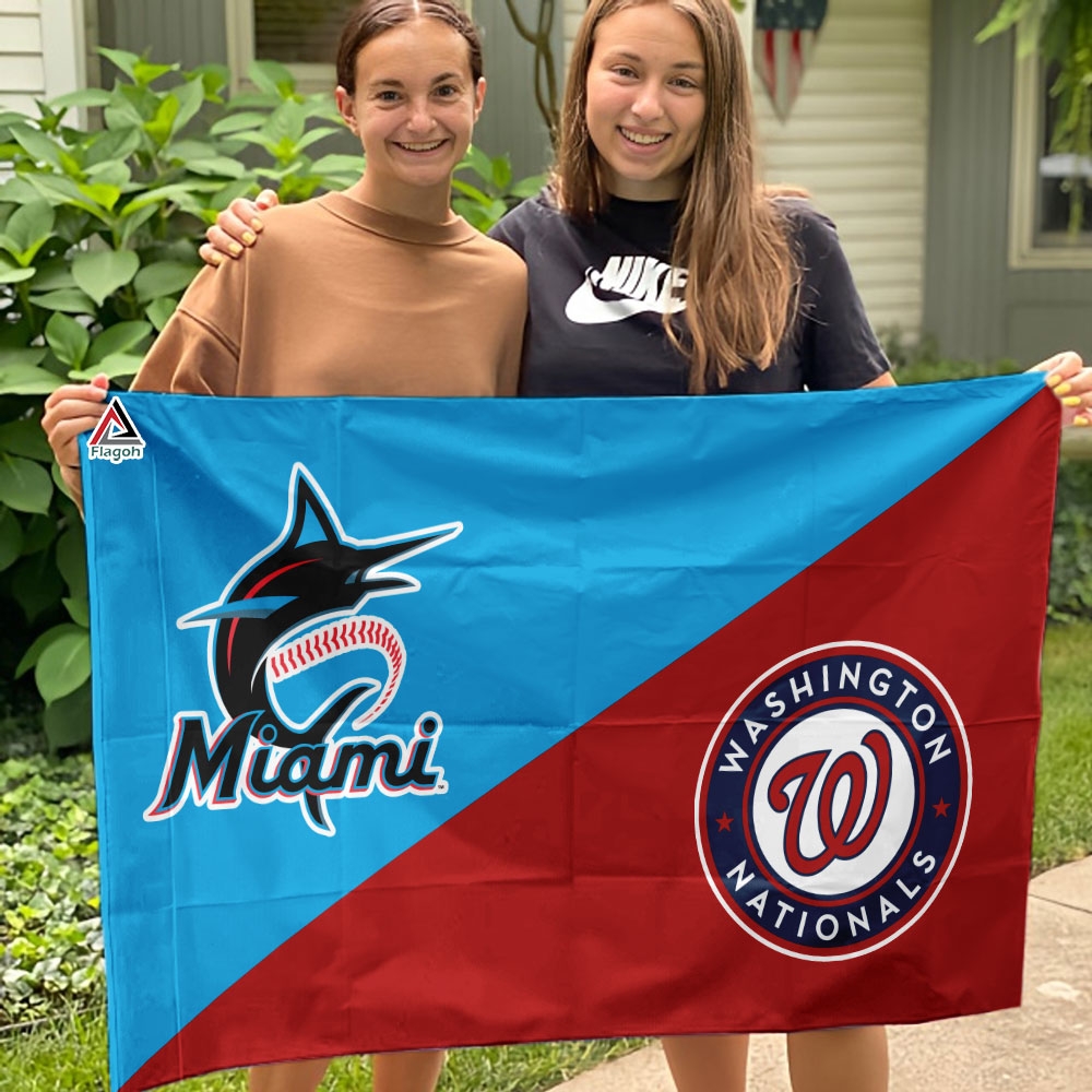 Marlins vs Nationals House Divided Flag, MLB House Divided Flag - Image 4