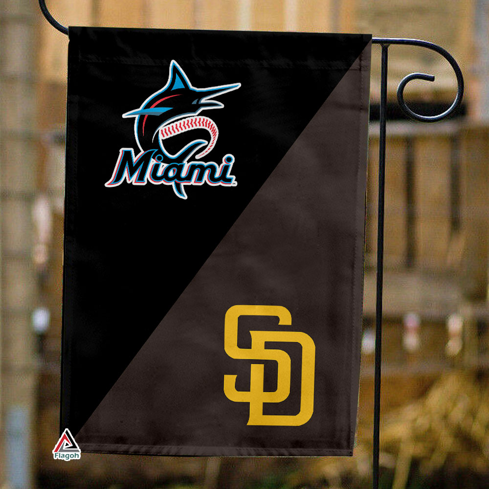 Marlins vs Padres House Divided Flag, MLB House Divided Flag