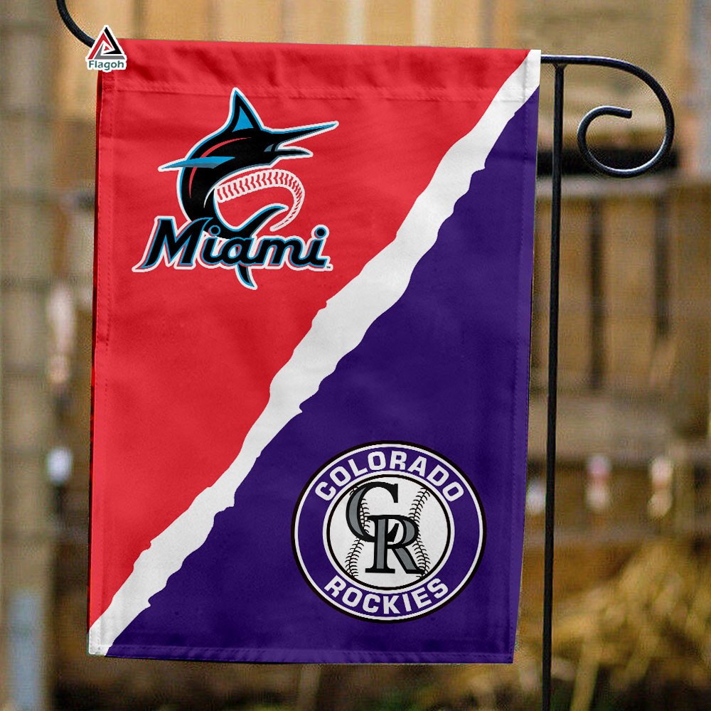 Marlins vs Rockies House Divided Flag, MLB House Divided Flag
