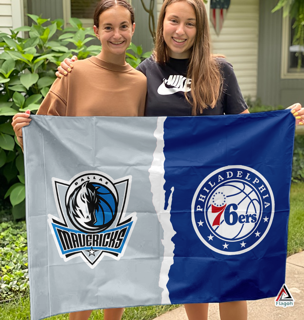 Mavericks vs 76ers House Divided Flag, NBA House Divided Flag - Image 3