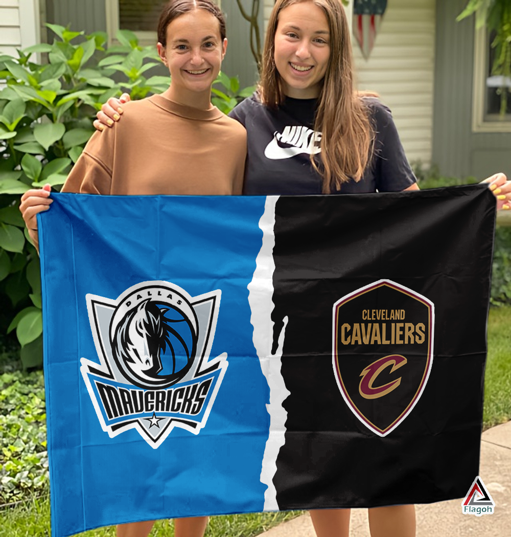 Mavericks vs Cavaliers House Divided Flag, NBA House Divided Flag - Image 3
