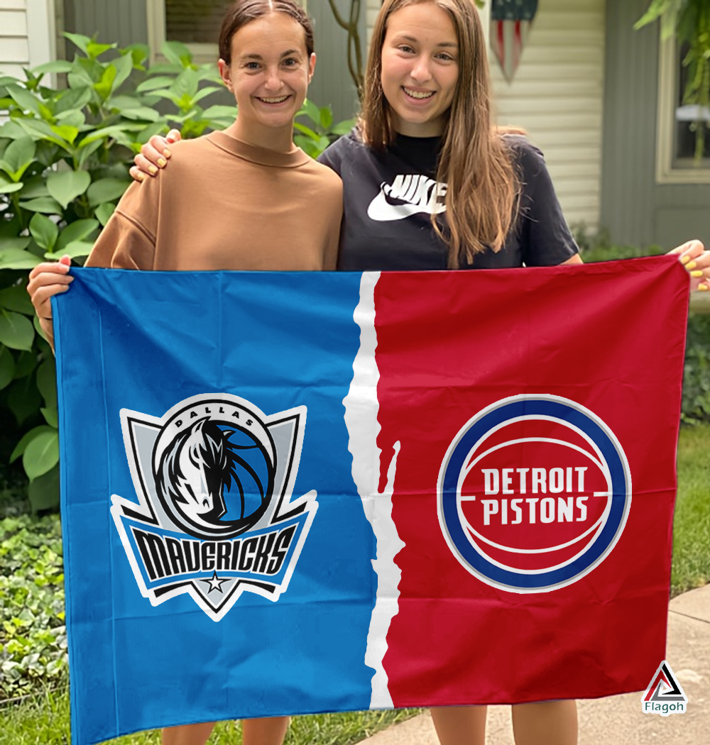 Mavericks vs Pistons House Divided Flag, NBA House Divided Flag - Image 3