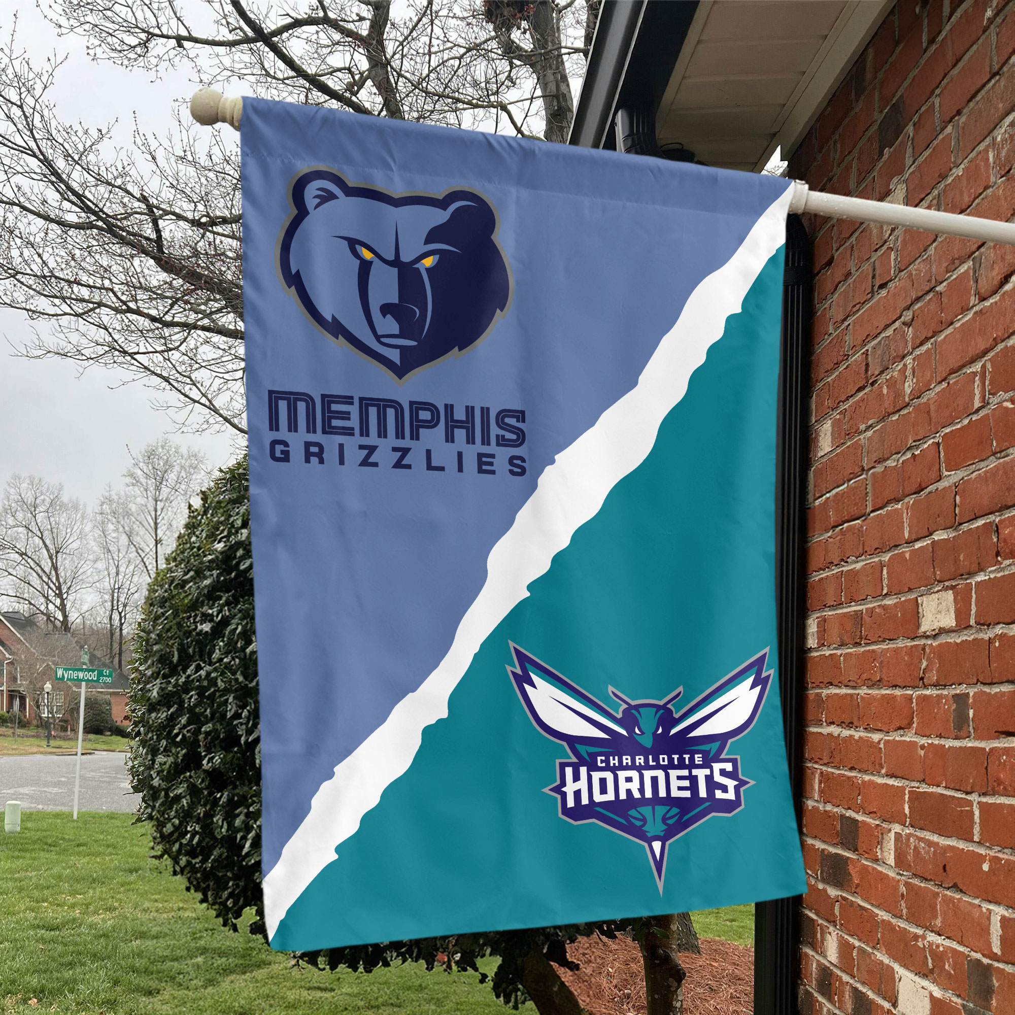 Memphis vs Charlotte House Divided Flag, NBA House Divided Flag