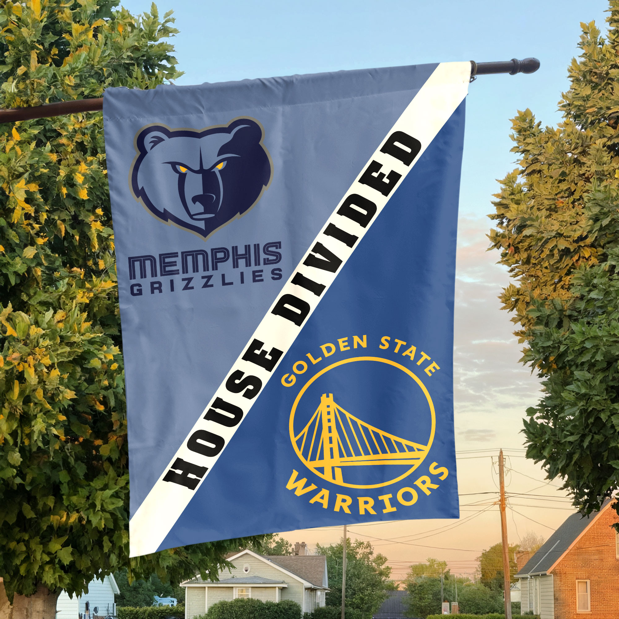 Memphis vs Golden State House Divided Flag, NBA House Divided Flag