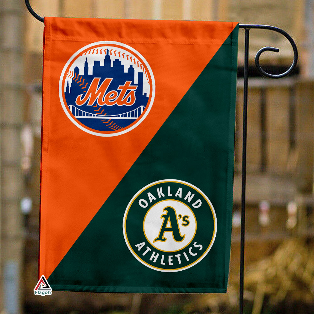 Mets vs Athletics House Divided Flag, MLB House Divided Flag