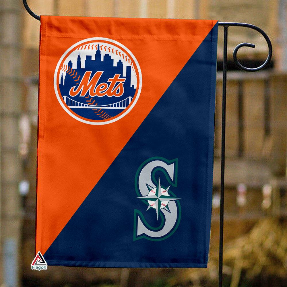 Mets vs Mariners House Divided Flag, MLB House Divided Flag