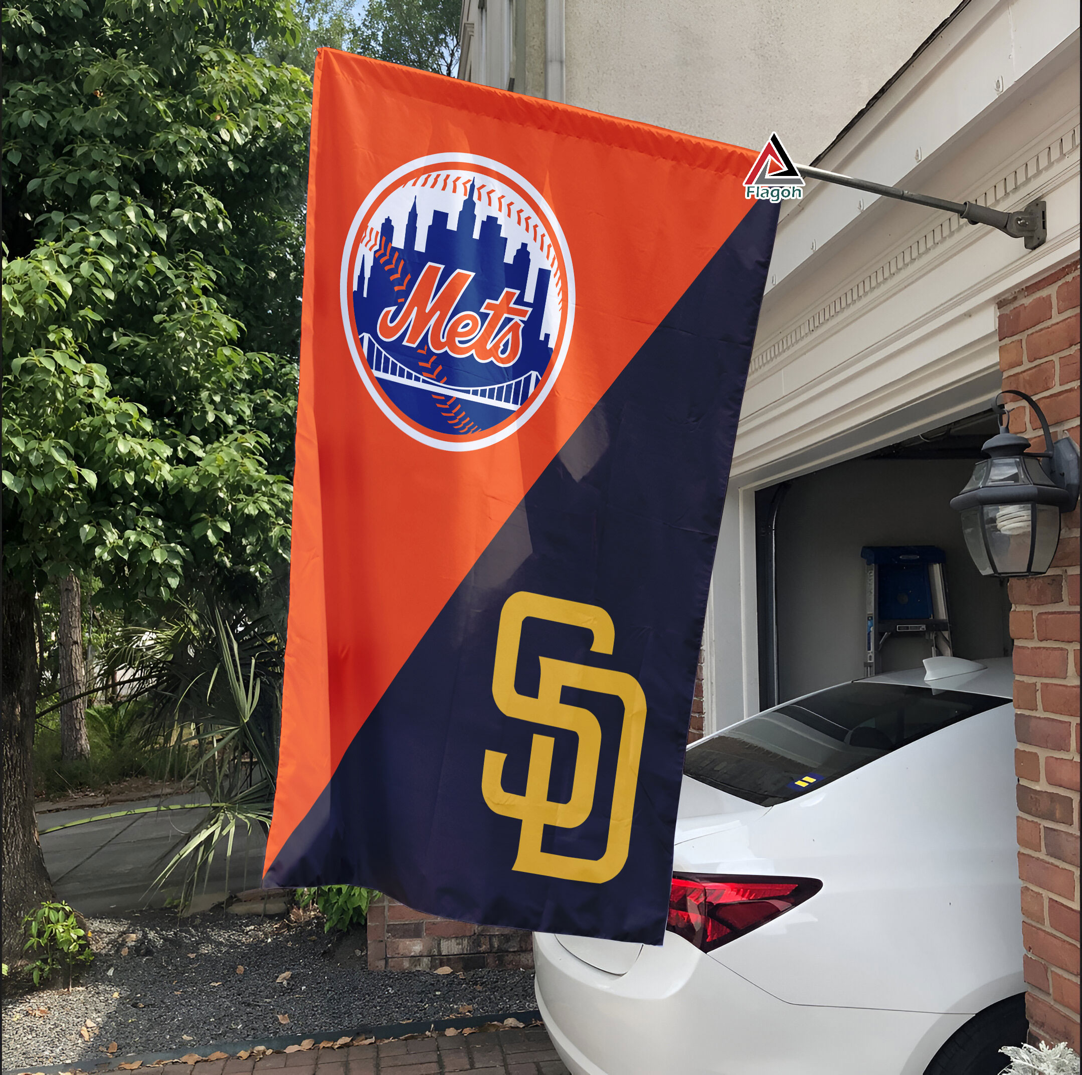 Mets vs Padres House Divided Flag, MLB House Divided Flag - Image 3