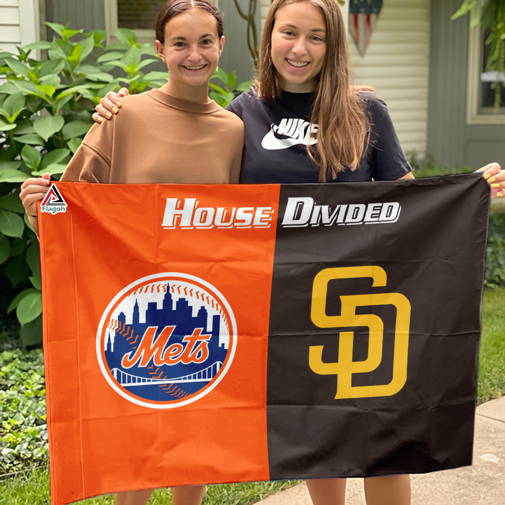 Mets vs Padres House Divided Flag, MLB House Divided Flag - Image 4