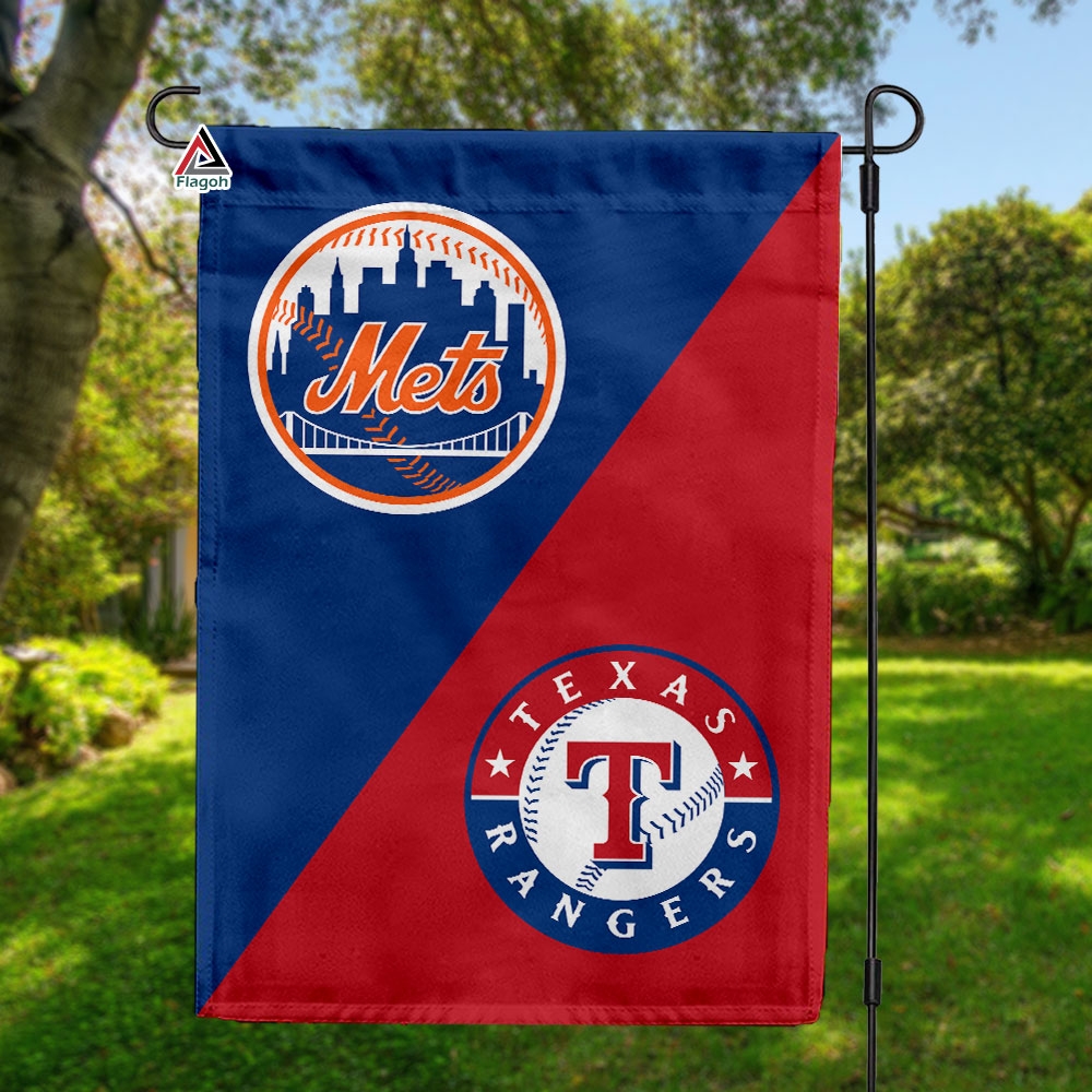 Mets vs Rangers House Divided Flag, MLB House Divided Flag