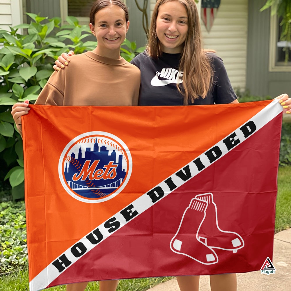 Mets vs Red Sox House Divided Flag, MLB House Divided Flag - Image 3