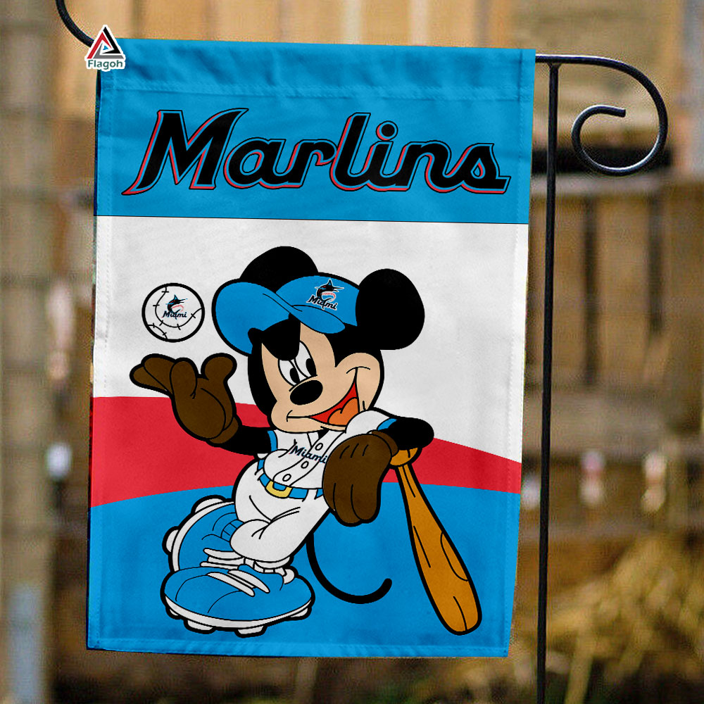 Miami Marlins x Mickey Baseball Flag, MLB Premium Flag