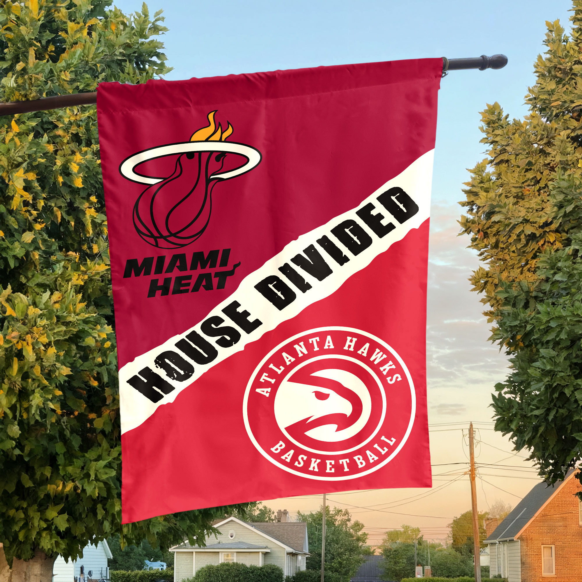 Miami vs Atlanta House Divided Flag, NBA House Divided Flag