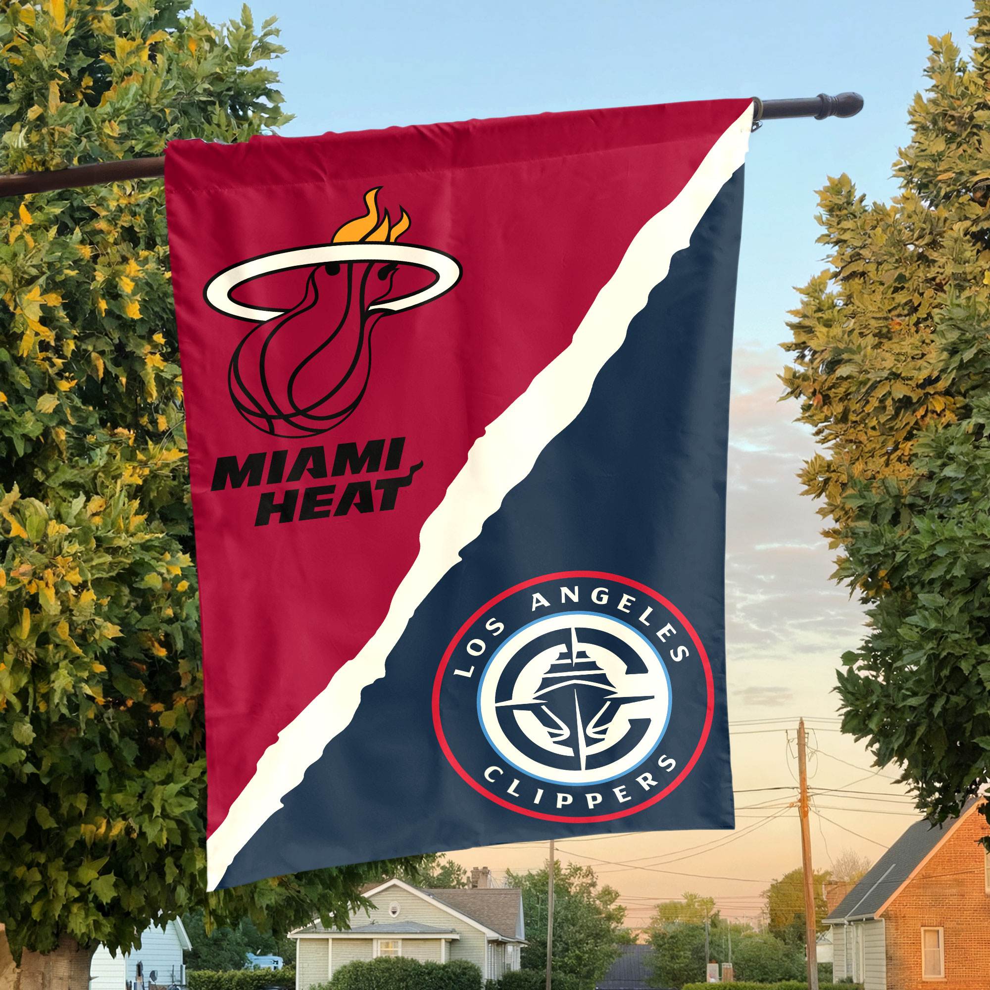 Miami vs LA House Divided Flag, NBA House Divided Flag