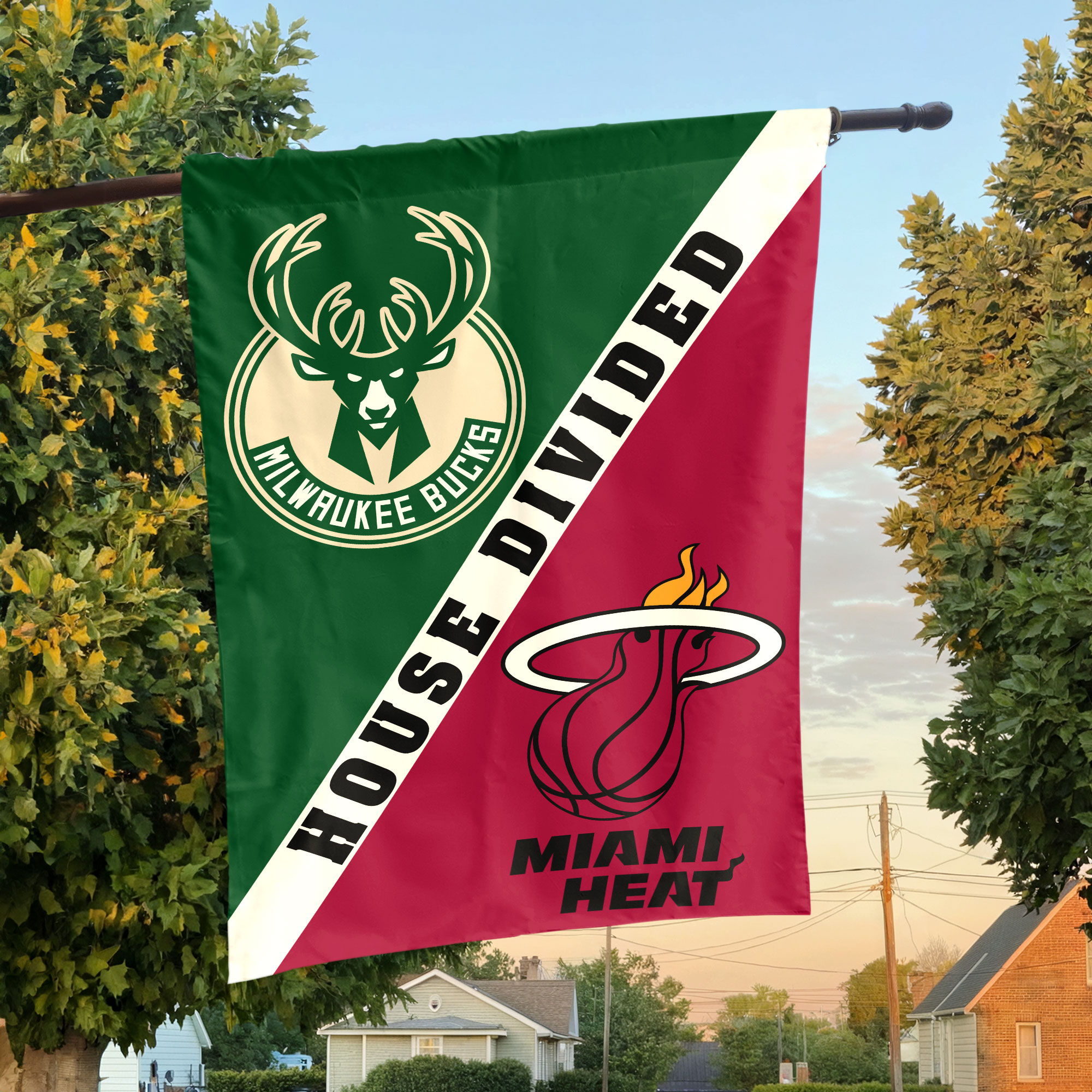 Milwaukee vs Miami House Divided Flag, NBA House Divided Flag