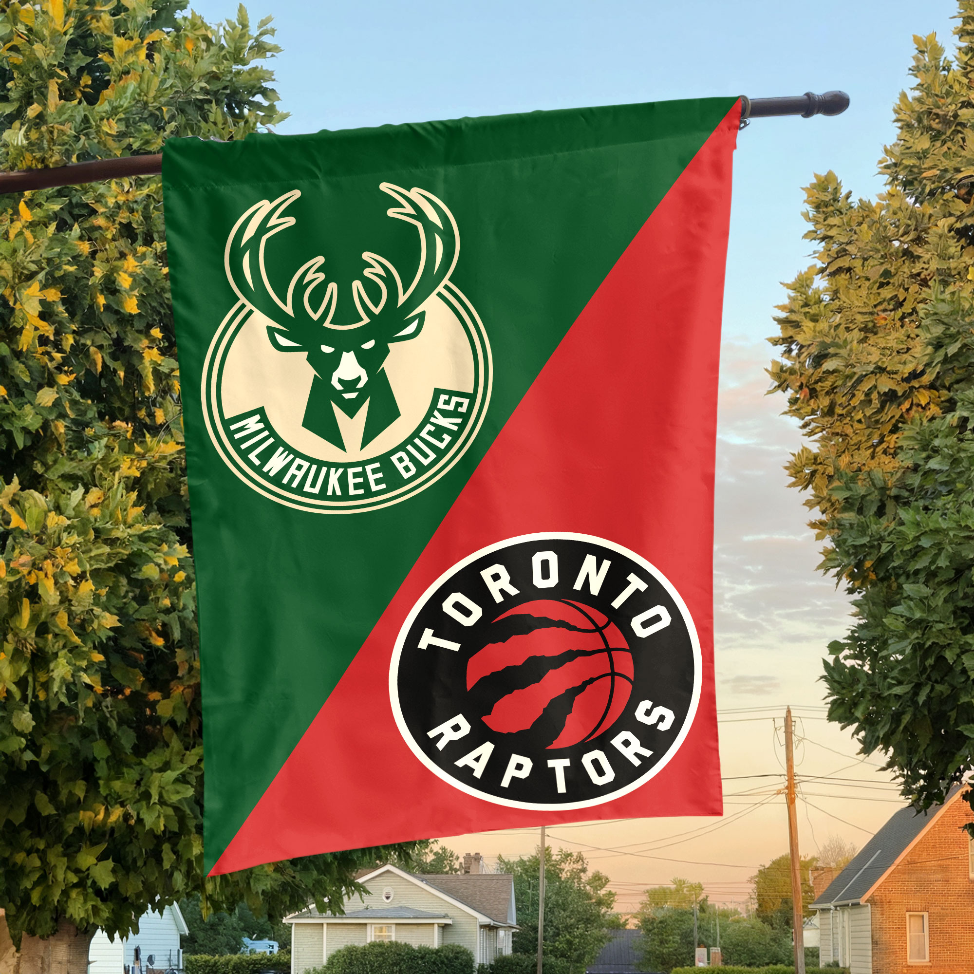 Milwaukee vs Toronto House Divided Flag, NBA House Divided Flag
