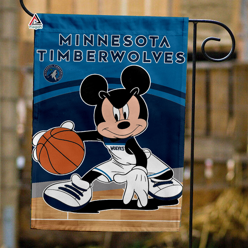 Minnesota Timberwolves x Mickey Basketball Flag, NBA Premium Flag