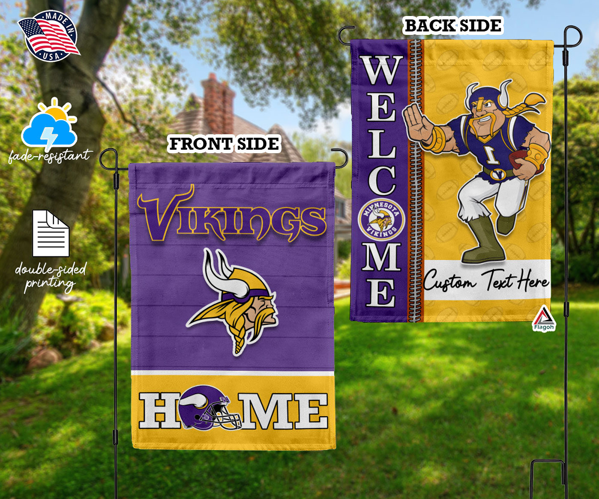 Minnesota Vikings Football Flag, Viktor the Viking Mascot Personalized Football Fan Welcome Flags, Custom Family Name NFL Decor - Image 9