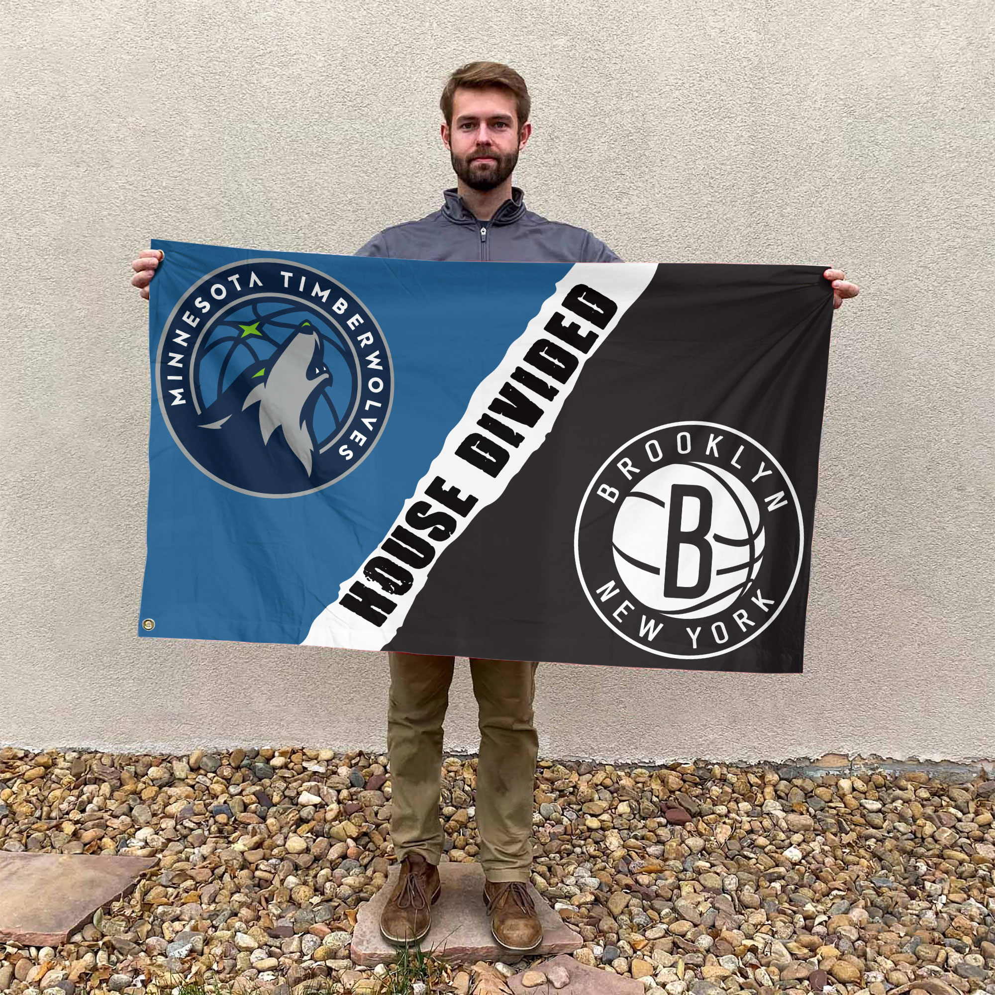 Minnesota vs Brooklyn House Divided Flag, NBA House Divided Flag - Image 3