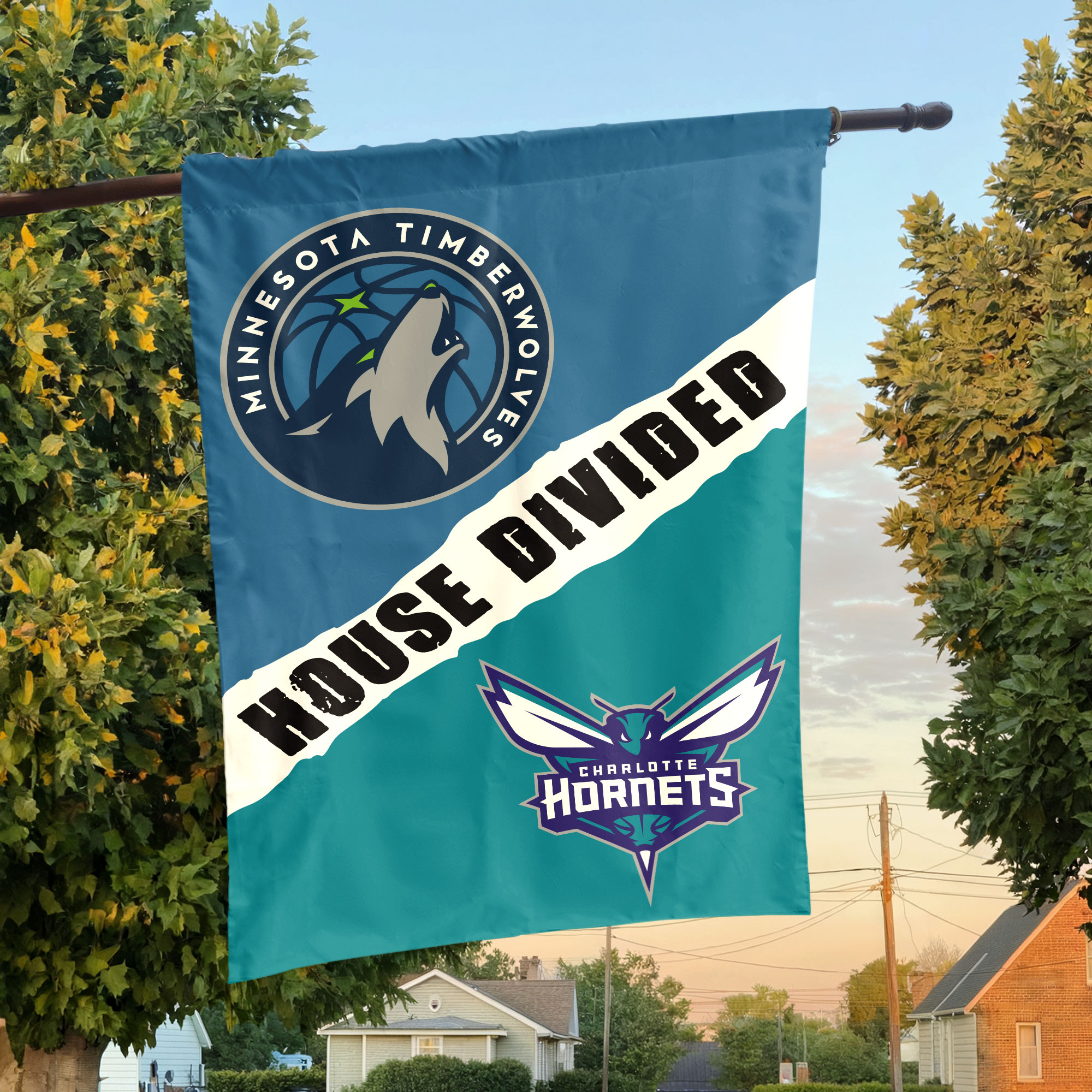 Minnesota vs Charlotte House Divided Flag, NBA House Divided Flag