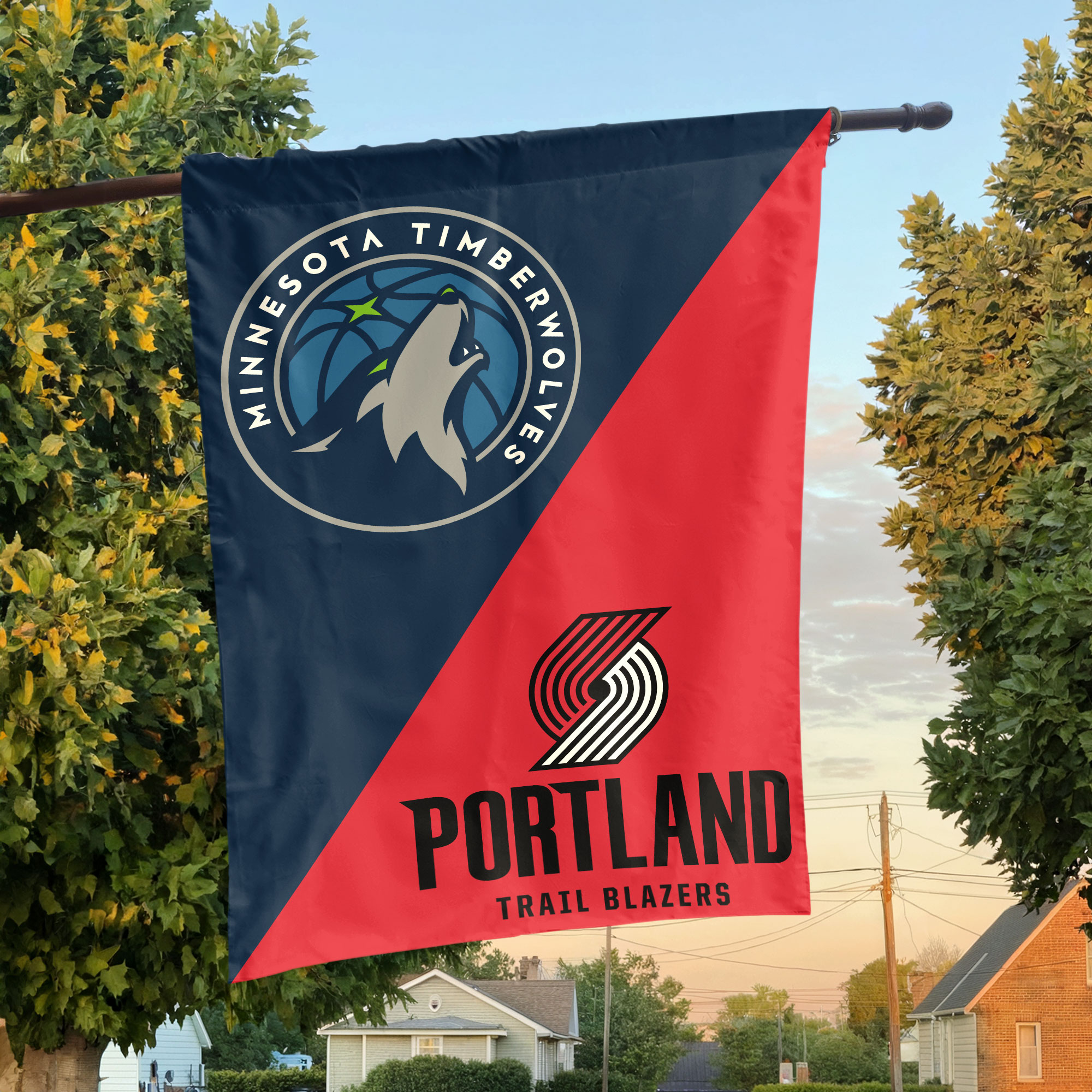 Minnesota vs Portland House Divided Flag, NBA House Divided Flag