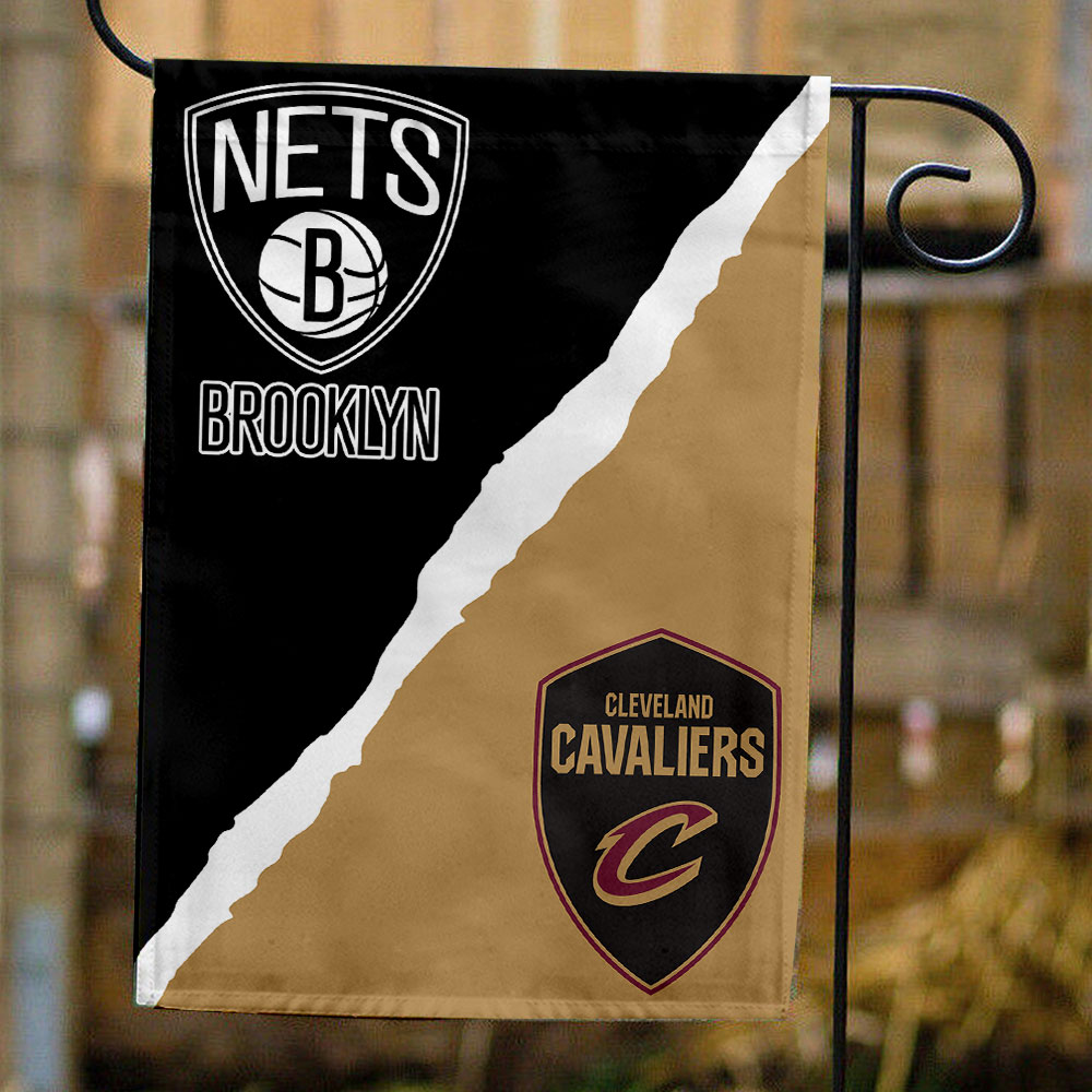 Nets vs Cavaliers House Divided Flag, NBA House Divided Flag