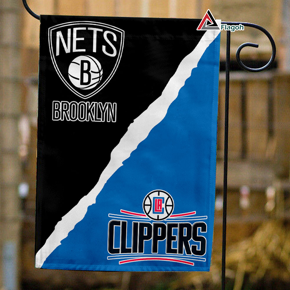 Nets vs Clippers House Divided Flag, NBA House Divided Flag