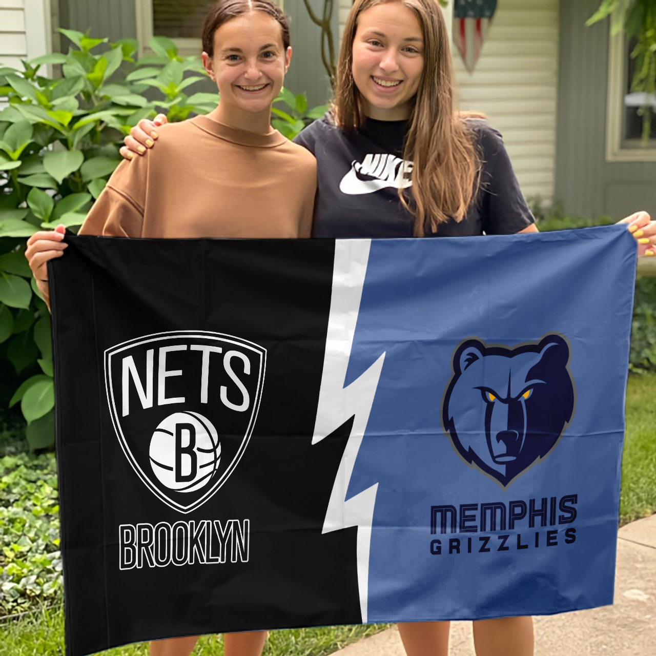 Nets vs Grizzlies House Divided Flag, NBA House Divided Flag - Image 3