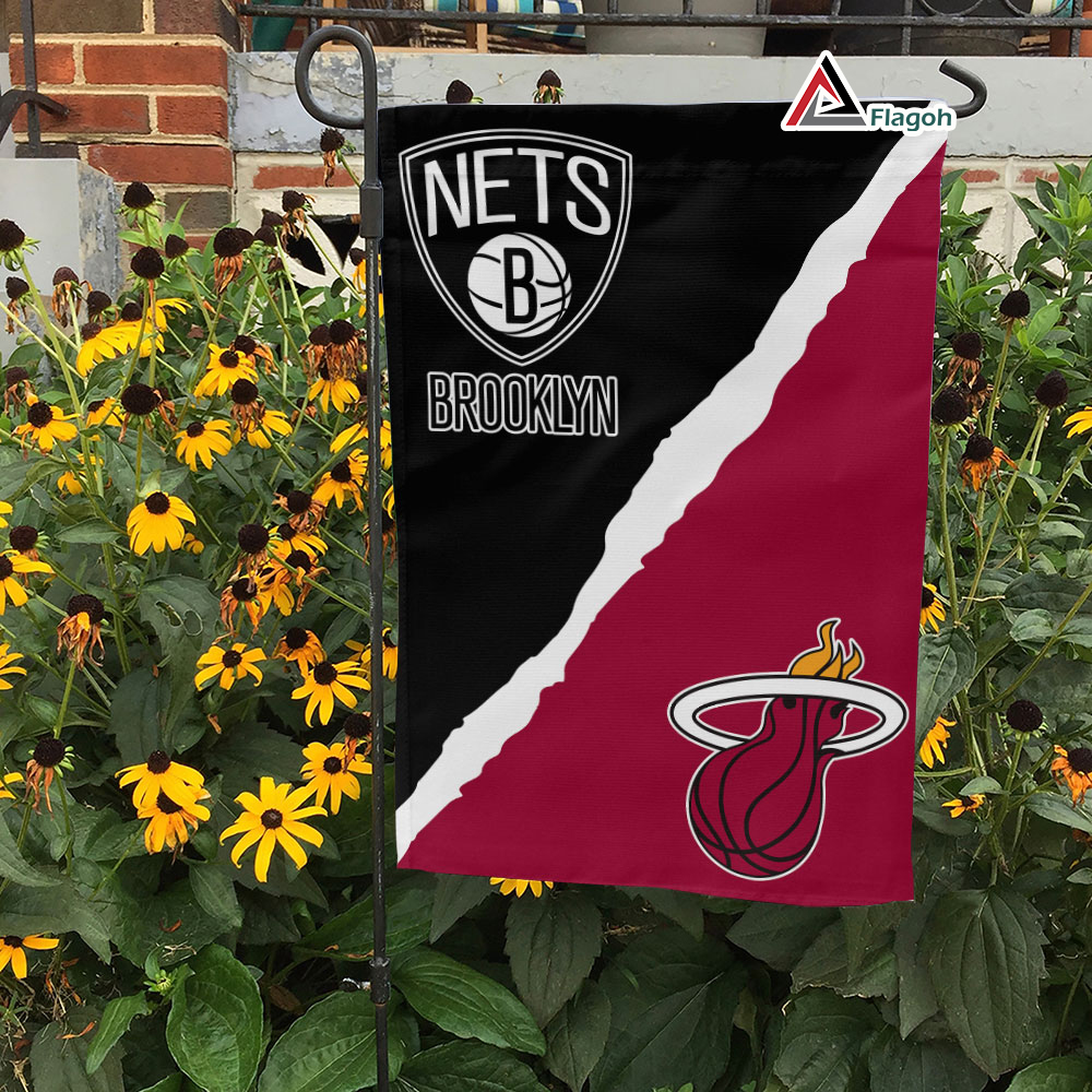 Nets vs Heat House Divided Flag, NBA House Divided Flag - Image 4