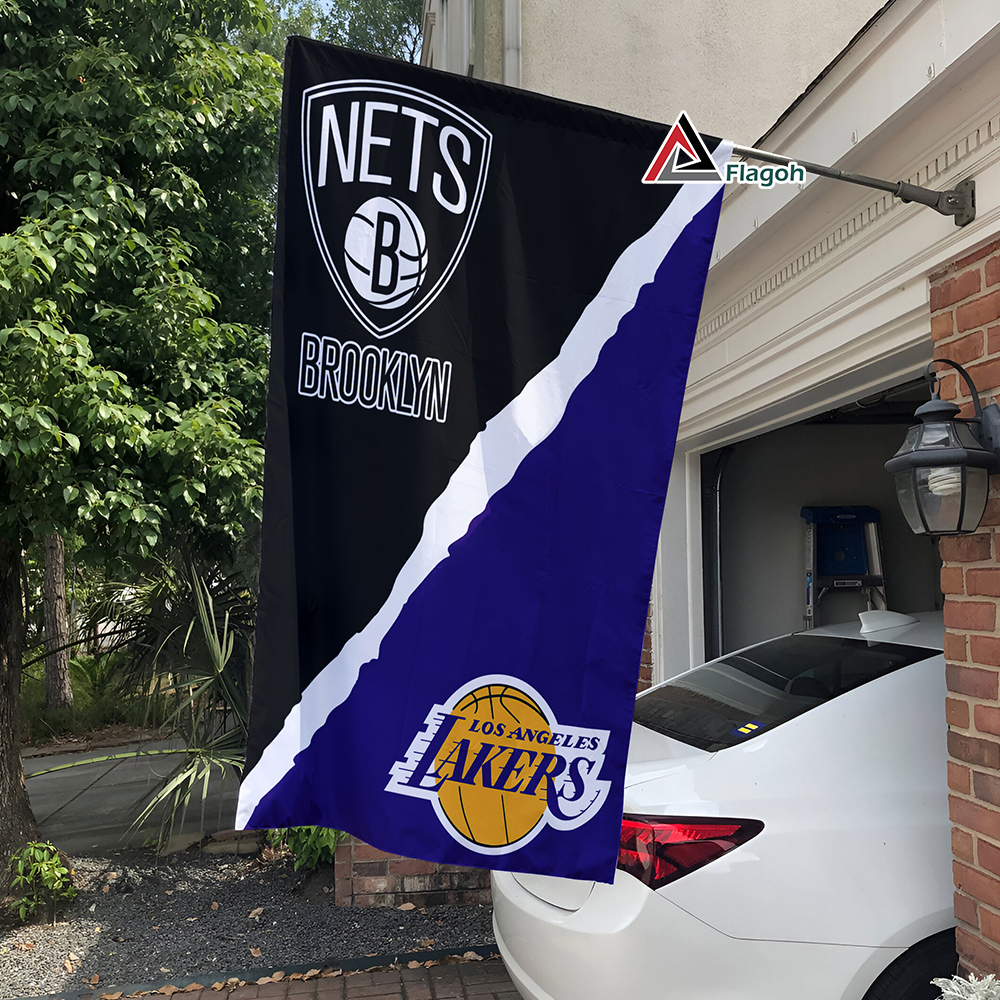 Nets vs Lakers House Divided Flag, NBA House Divided Flag - Image 4
