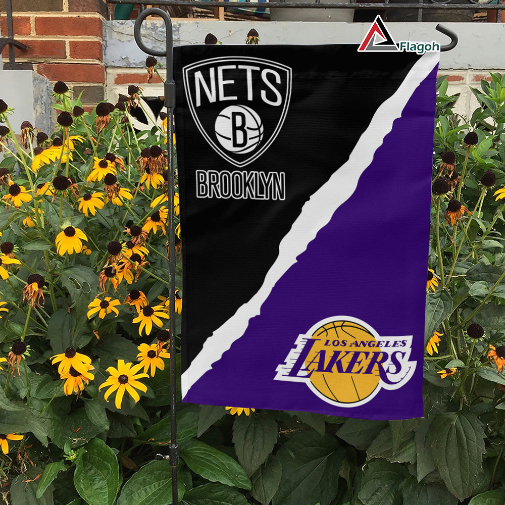 Nets vs Lakers House Divided Flag, NBA House Divided Flag - Image 3
